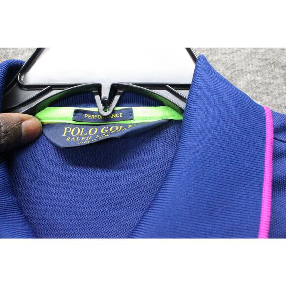 Ralph Lauren Polo Golf Polo Medium Navy Blue Neon Greeb Big Pony Embroidery - Picture 5 of 7